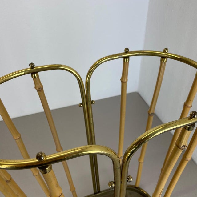 Hollywood Regency Brass and Bamboo Umbrella Stand in the style of Auböck, Austria, 1950s For Sale - Image 9 of 18