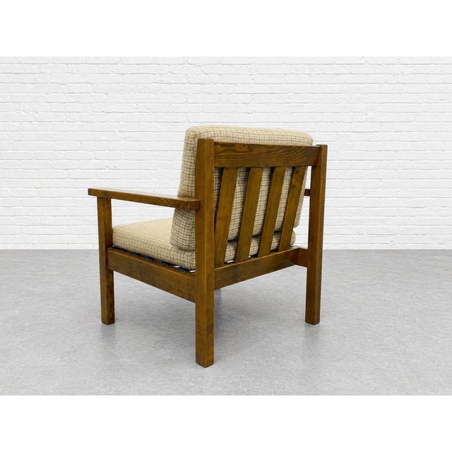 Pair - Mid Century Modern Lounge Chairs | Solid Wood Frame Armchairs | Vintage Upholstered Walnut Chairs, C. 1960’s For Sale - Image 11 of 13