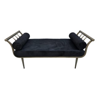 Design Institute America Brushed Nickel Rolled Arm Bench For Sale