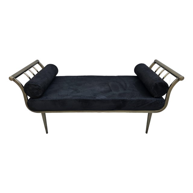 Design Institute America Brushed Nickel Rolled Arm Bench For Sale