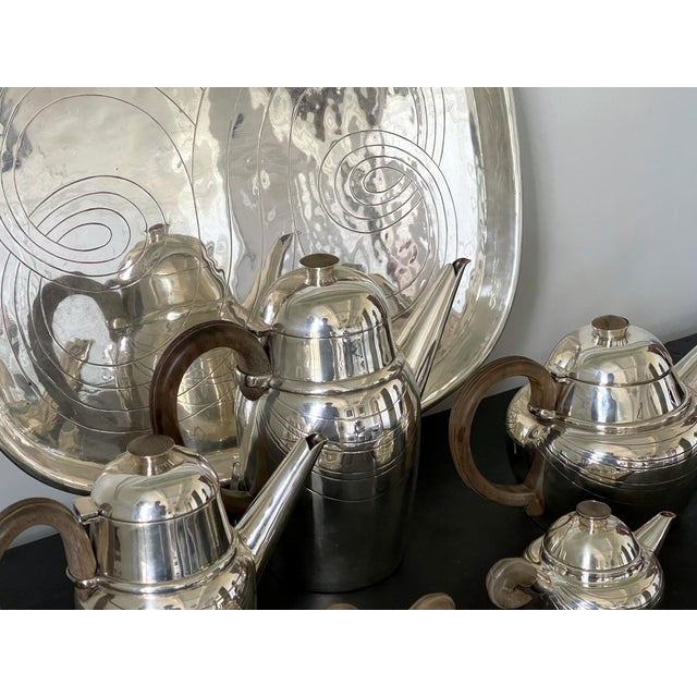 Large Mexican Modern Sterling Silver Coffee Tea Serving Set William Spratling For Sale - Image 12 of 18