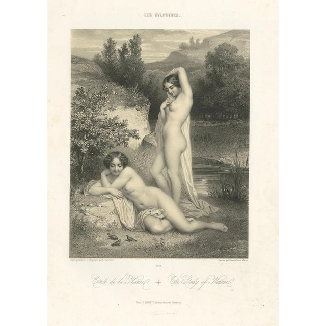 Charpentier, Les Sylphides Nude, Study of Nature, 1840, Lithograph For Sale - Image 6 of 10