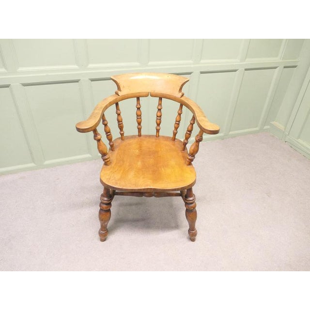 Antique Beech and Elm Smokers Desk Chair, 1800s For Sale - Image 5 of 8
