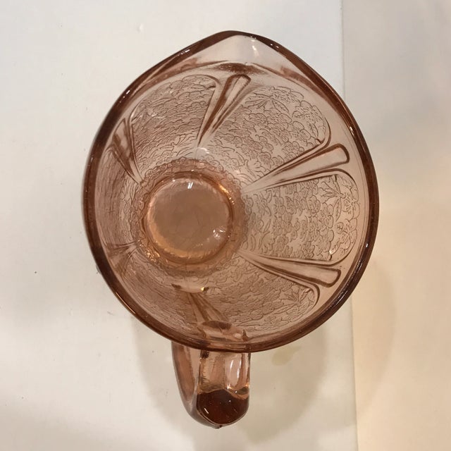 1930s 1930s Jeannette Glass Pink Cherry Blossom Water Pitcher For Sale - Image 5 of 12
