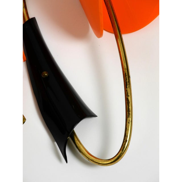 Black Large Italian Mid-Century Modern Brass Wall Lamp with Orange Acrylic Glass Shades, 1950s For Sale - Image 8 of 18