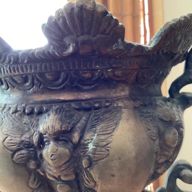 Antique 18th Century Brass Bronze French Style Goblet Urn Vase or Planter Ornate Loving Cup Anita Speedo Design For Sale In Chicago - Image 6 of 13