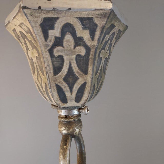 Early 20th Century Arts & Crafts Gas-Electric Chandelier With Original Silver Finish For Sale - Image 4 of 9