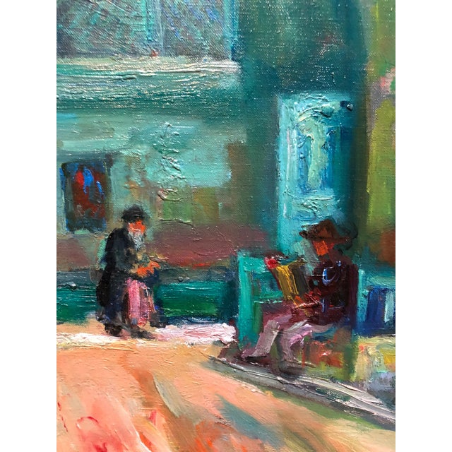 Mid 20th Century Jacques Zucker, Synagogue Interior Jerusalem French Judaica Oil Painting Israeli Bezalel School For Sale - Image 5 of 7
