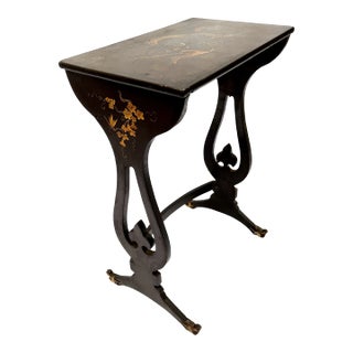 1800s French Inlaid Brass Dragon Motif Mahogany Side Table For Sale