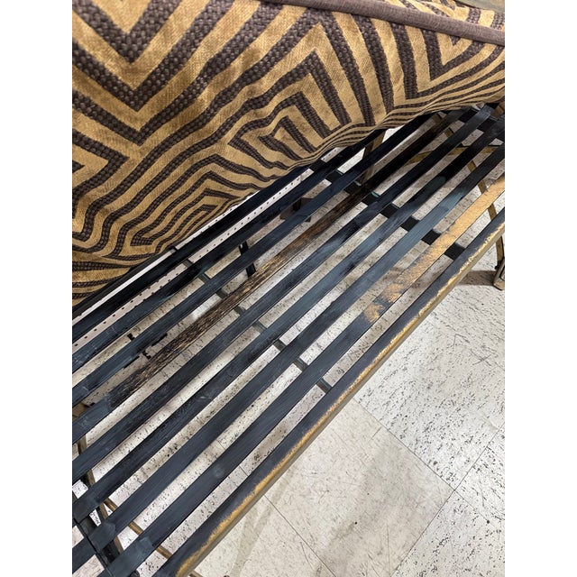 Late 19th Century Antique French Three-Part Iron Bench With New Custom Cushions For Sale - Image 5 of 12