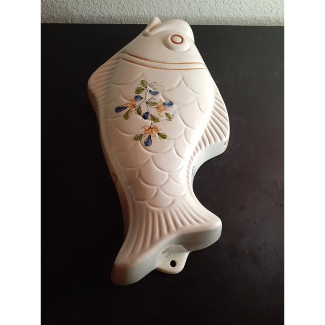 Contemporary 1970s Handpainted Ceramic Fish Figurine Wall Decor For Sale - Image 3 of 12