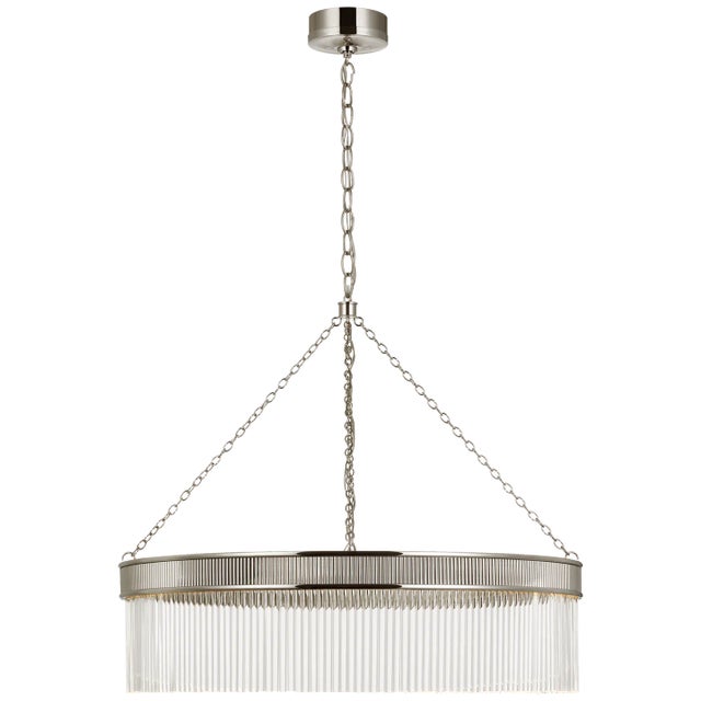 Modern Marie Flanigan for Visual Comfort Signature Menil Large Chandelier in Polished Nickel with Crystal Rods For Sale - Image 3 of 4