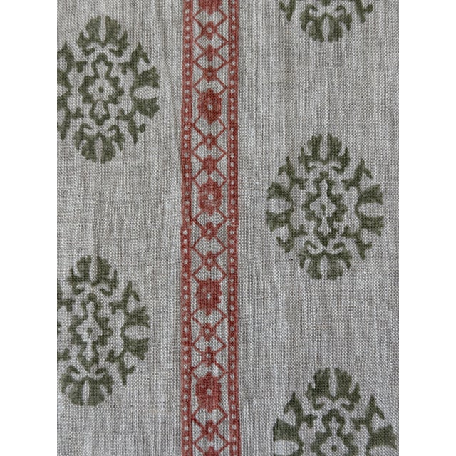 G P & J Baker Alma Fabric 2 3/8 Yards Linen Red/Green BP10821.5 Width 53.9 inches Pattern repeat 3.9 inches Match Straight...