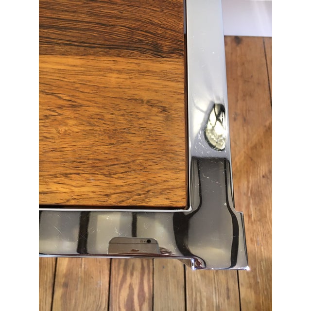 1970s Modernist Chrome + Rosewood End Table For Sale - Image 12 of 12