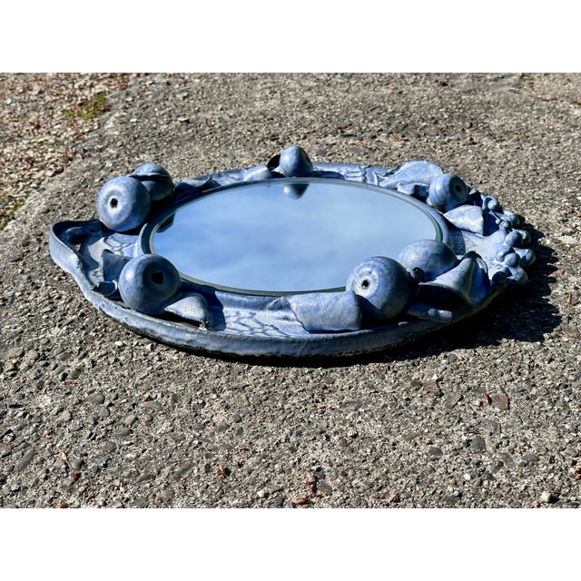 Round Ceramic Wall Mirror with Sculpted Fruit Shapes by Ulli Wittich-Großkurth, Germany, 1970s For Sale - Image 11 of 15