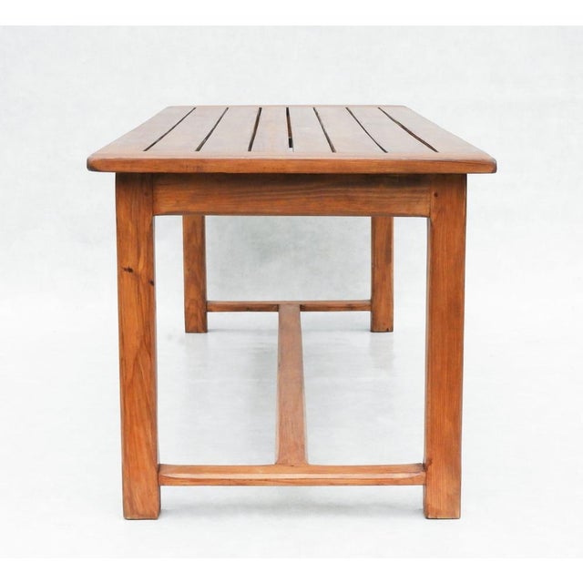 1980s Vintage French Provincial Slatted Pine Outside Dining Table, 1980 For Sale - Image 5 of 8