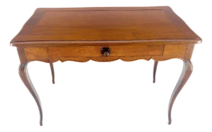 Antique c1920s Country Cabriole Leg Solid Oak Light Profile Desk Console Table