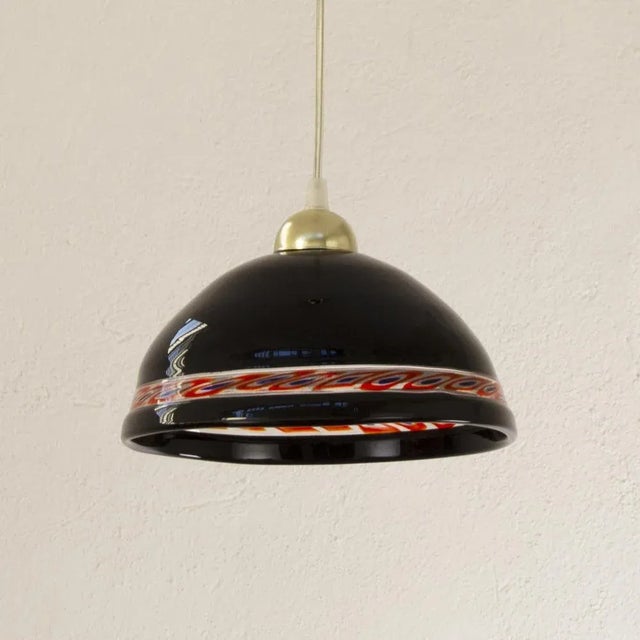 1980s Vintage Suspension Lamp in Intense Black Murano Glass, 1980s For Sale - Image 5 of 11