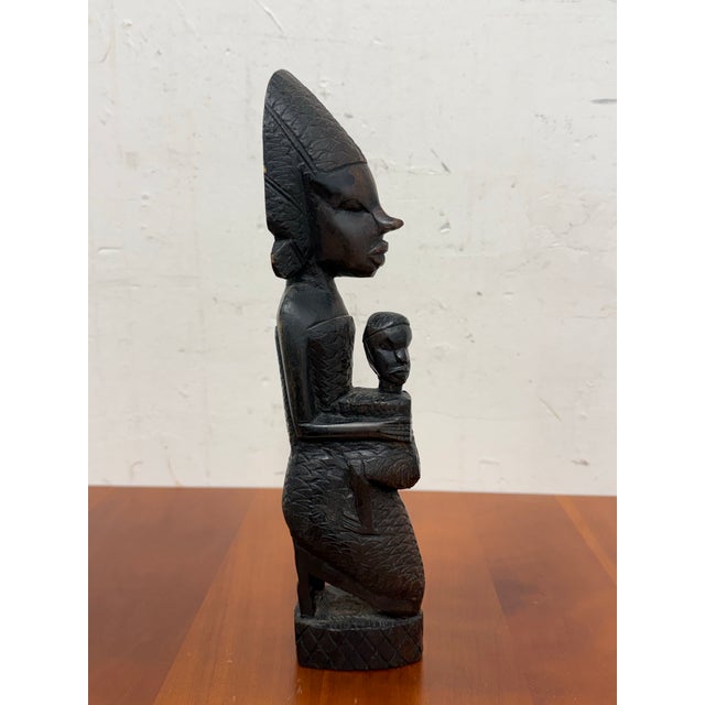 African Hand Carved Wood Mother + Child Sculpture For Sale In San Francisco - Image 6 of 12