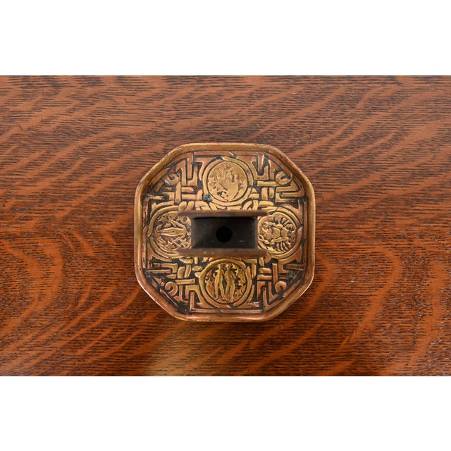 Early 20th Century Tiffany Studios New York Zodiac Bronze Doré Match Box Holder For Sale - Image 5 of 12