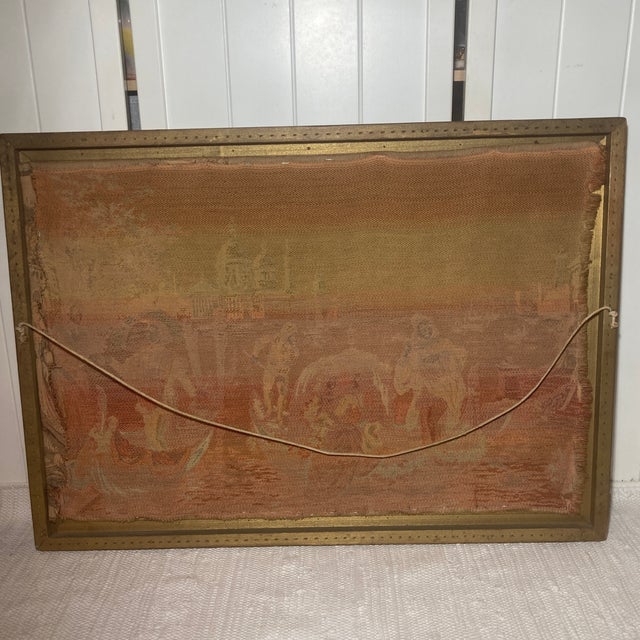 Mid 20th Century Venetian Gondola Tapestry in Ornate Gold Gilt Wood Frame For Sale - Image 12 of 12