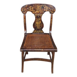 Antique 19th Century American Federal Hitchcock Style Stenciled Cane Side Chair For Sale