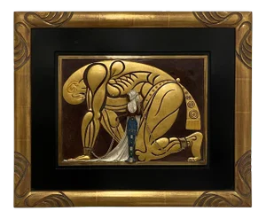 Signed Erte Wall Sculpture of Samson and Delilah Romain Tirtoff Art