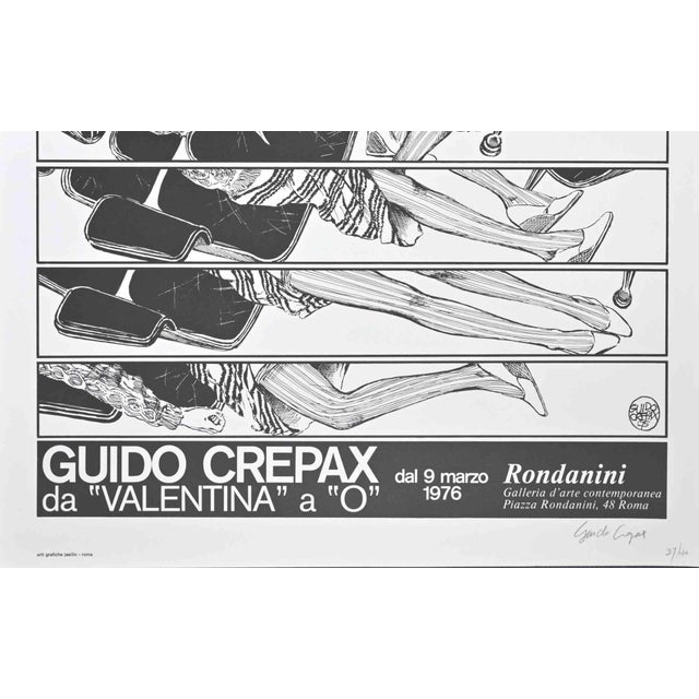 Vintagel offset print from "Valentina" to "O”in an artwork realized in 1976 by Guido Crepax. This Crepax offset is hand...