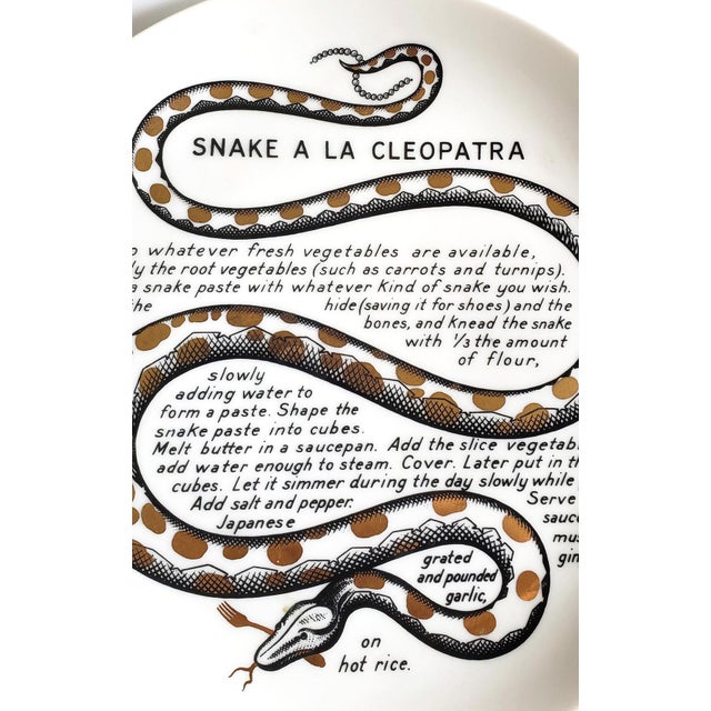 Mid-Century Modern Fornasetti Fleming Joffe Recipe Plate, Snake a La Cleopatra For Sale - Image 3 of 8