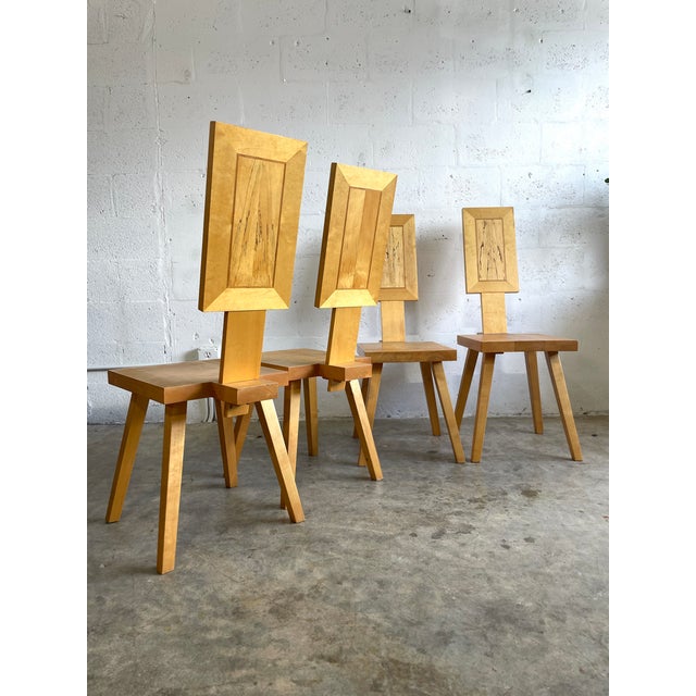 Set of 4 Swedish Modern 70s Chairs. Birch. Sweden. 14w 20d 39.5h 17s