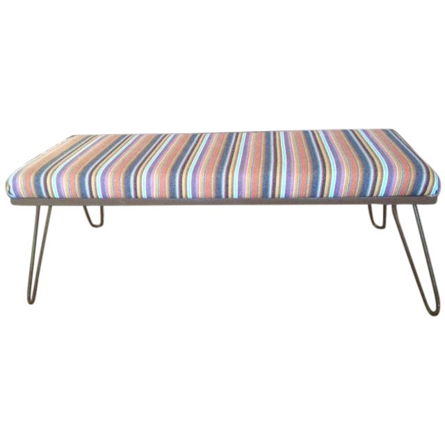 Upholstered Bench with Hairpin Legs Chairish