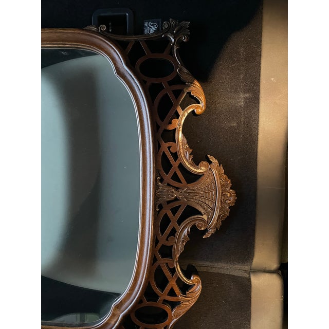 Chestnut Wooden Carved Basket Mirror For Sale - Image 8 of 11
