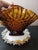Vintage Fenton Amber Hobnail Wedding Basket Vase For Sale - Image 4 of 6