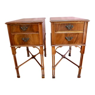 1950s John Stuart Co. Chinoiserie Solid Mahogany Bedside Tables - a Pair For Sale