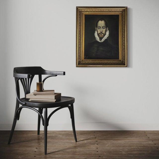 Vintage Mannerist Style Portrait of Nobleman (In the Manner of El Greco), Signed (Oil on Canvas) For Sale - Image 10 of 10