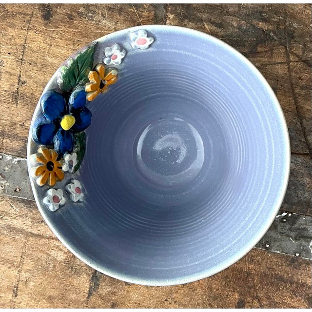 Vintage Original Studio Pottery Double Flower Bowl For Sale - Image 10 of 12