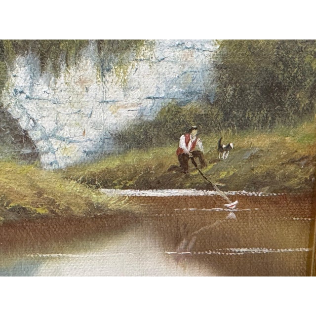 Green River Bridge with Figures in English Countryside by 20th Century British Artist Circa 1995 For Sale - Image 8 of 17