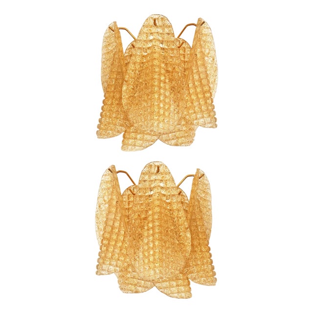 Sculptural Gold Granigli Rondini Murano Glass Wall Lamps by Simoeng, Set of 2 For Sale