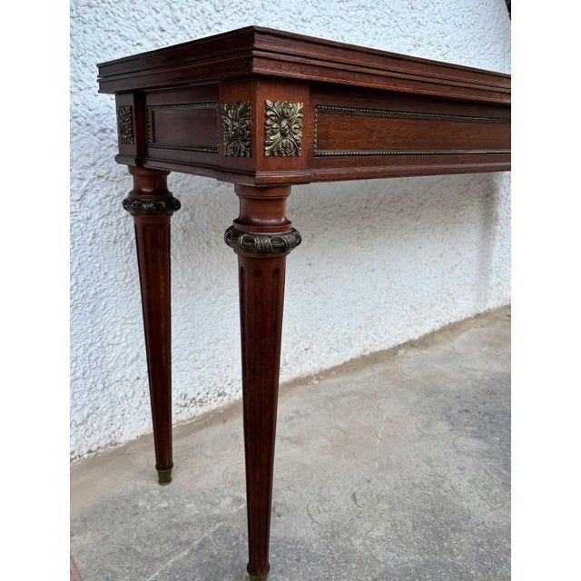 1940s 20th Century Louis XVI Style Console Table With Brass Details For Sale - Image 5 of 10