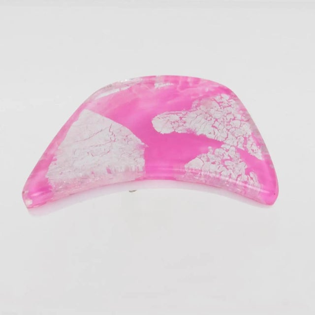 Anne and Frank Vigneri Pink and Silver Foil Resin Clip Earrings For Sale In Atlanta - Image 6 of 6