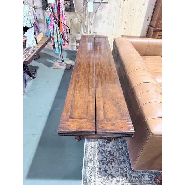 Early 21st Century Jonathan Charles Walnut Hunt Hinged Leaf Table For Sale - Image 5 of 9