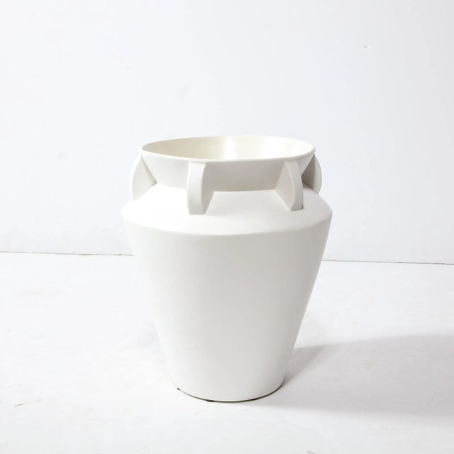 Late 20th Century Modernist Urn Form White Ceramic Vase For Sale - Image 10 of 12