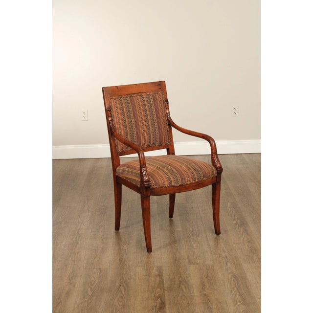 High Quality Intentionally Distressed, Custom Upholstered Armchair with Carved Dolphin Arms, Most Likely By Bausman...