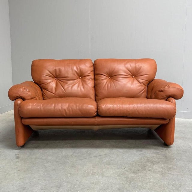 Vintage Coronado Two-Seater Sofa in Cognac Leather from B&B Italia, Italy, 1960s For Sale - Image 6 of 16