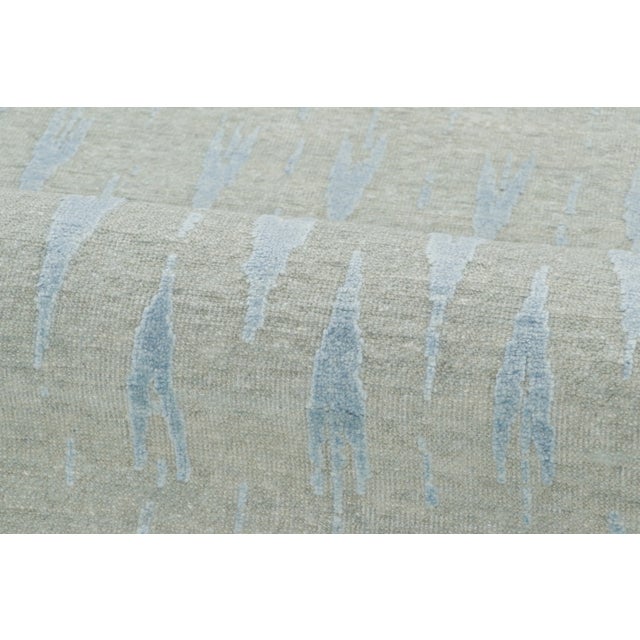 Textile Contemporary Block Print Geometric Natural Silk Runner by Rug & Kilim, India For Sale - Image 7 of 9