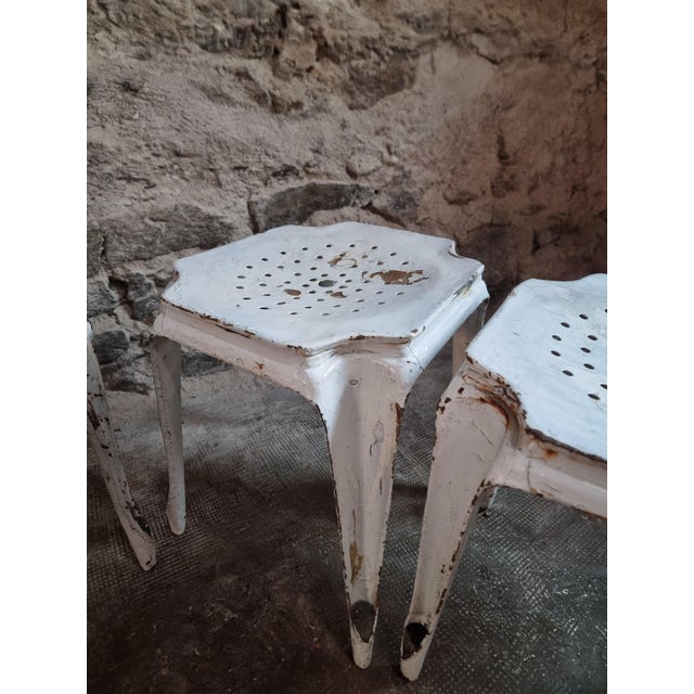 French Industrial Metal Stools by Multipl's, 1930s, Set of 6 For Sale - Image 10 of 15