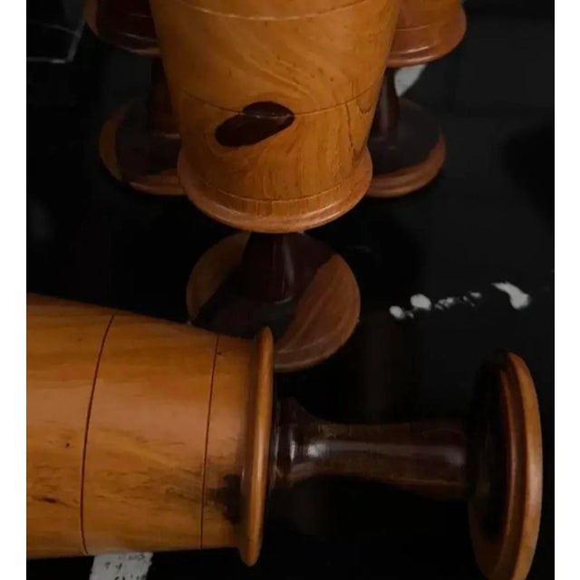 Mid-Century Modern 1960s Mid-Century Hand Turned Mixed Wood Goblets Set of 4 Artisan Studio For Sale - Image 3 of 3