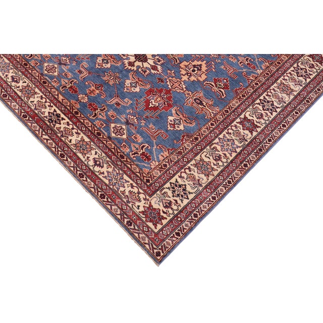 Shabby Chic Rustic Super Kazak Lt. Blue/Ivory Wool Rug - 6'1'' X 9'6'' For Sale - Image 3 of 10
