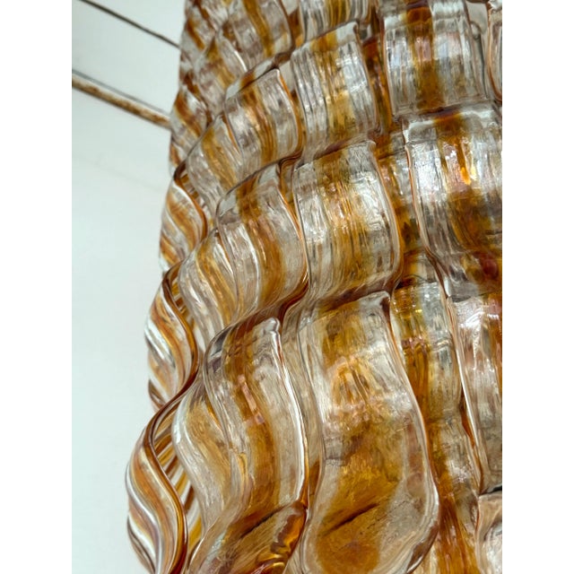Cascade Chandelier Wave Amber Murano Glass by Mazzega, Italy, 1970s For Sale - Image 6 of 12