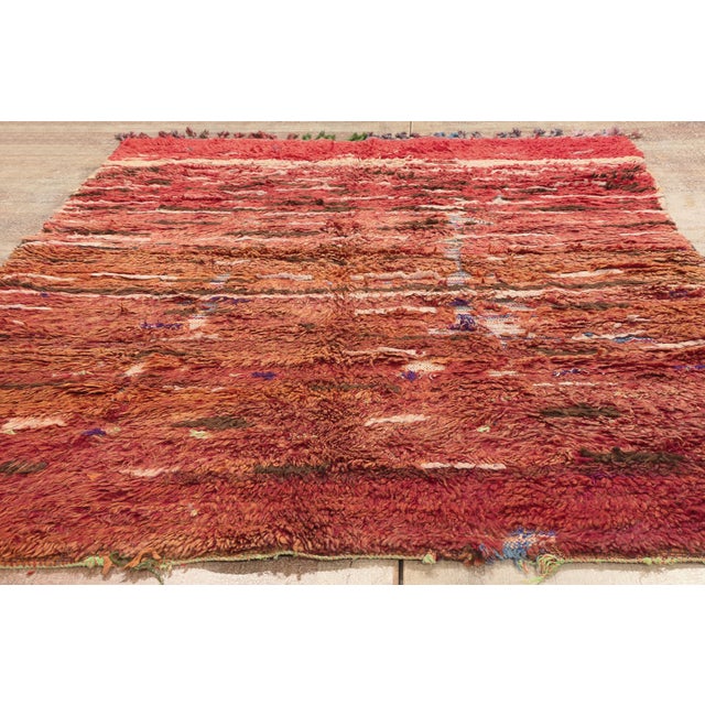 Vintage Azilal Boucherouite Moroccan Rug, 05'02 X 07'04 For Sale - Image 9 of 10
